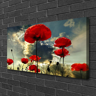 Canvas Wall art Poppies floral red