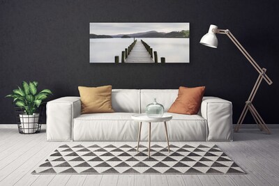 Canvas Wall art Sea bridge architecture grey