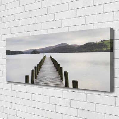 Canvas Wall art Sea bridge architecture grey