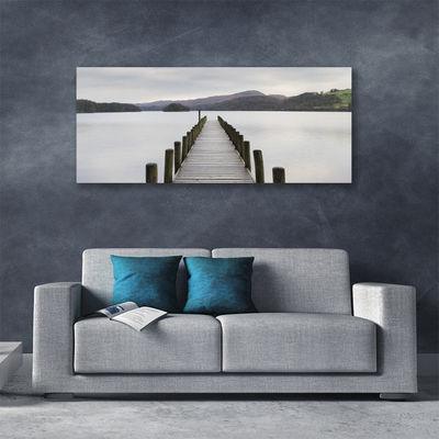 Canvas Wall art Sea bridge architecture grey