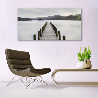 Canvas Wall art Sea bridge architecture grey