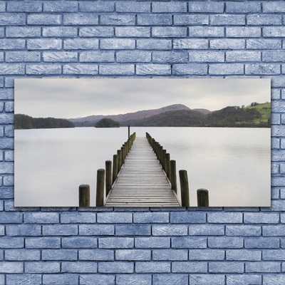 Canvas Wall art Sea bridge architecture grey