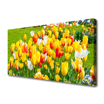 Canvas Wall art Tulips floral yellow red white