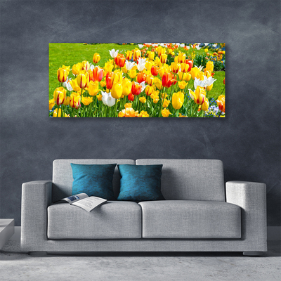 Canvas Wall art Tulips floral yellow red white