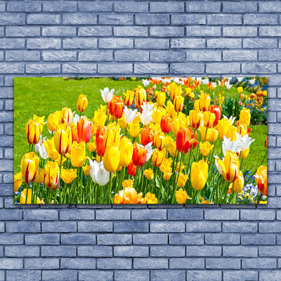 Canvas Wall art Tulips floral yellow red white