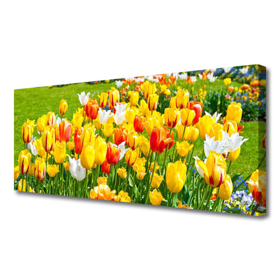 Canvas Wall art Tulips floral yellow red white