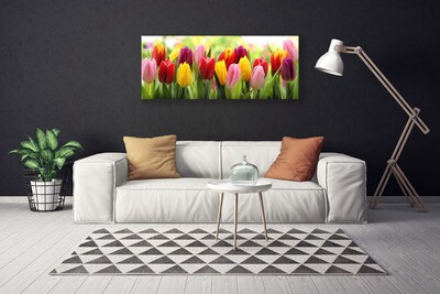 Canvas Wall art Tulips floral pink red yellow