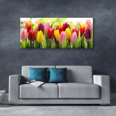 Canvas Wall art Tulips floral pink red yellow