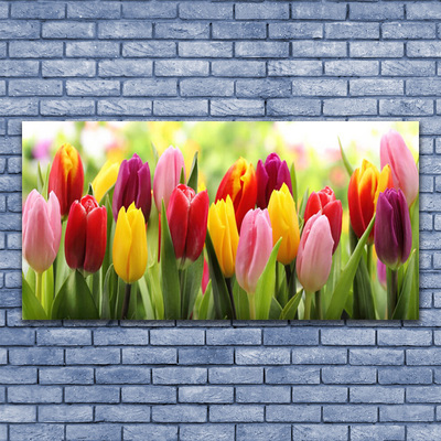 Canvas Wall art Tulips floral pink red yellow