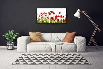 Canvas Wall art Poppies floral red green