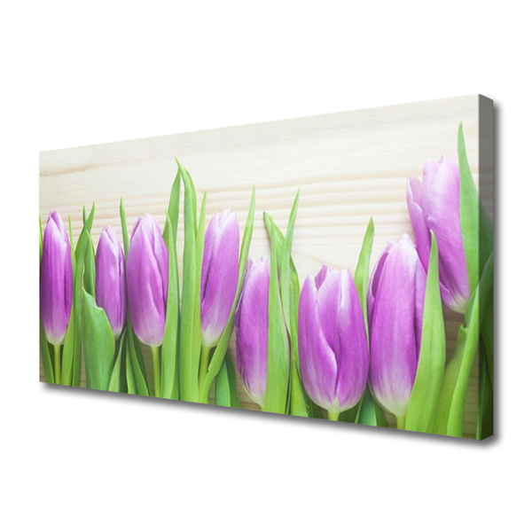 Canvas Wall art Tulips floral pink green