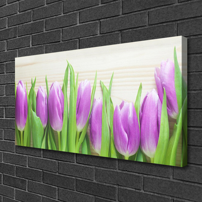 Canvas Wall art Tulips floral pink green