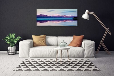 Canvas Wall art Mountain lake landscape white brown blue black