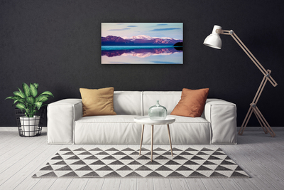 Canvas Wall art Mountain lake landscape white brown blue black