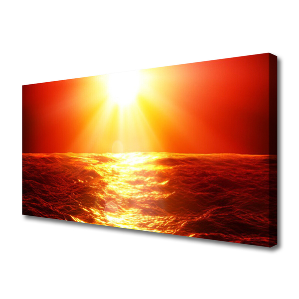 Canvas Wall art Sun sea landscape yellow orange
