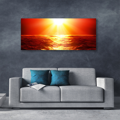 Canvas Wall art Sun sea landscape yellow orange