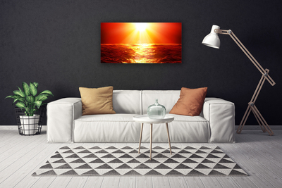 Canvas Wall art Sun sea landscape yellow orange