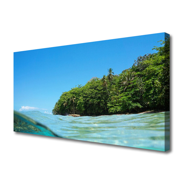 Canvas Wall art Sea trees landscape blue green