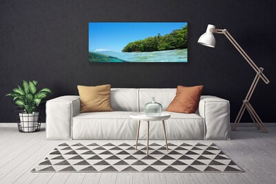 Canvas Wall art Sea trees landscape blue green