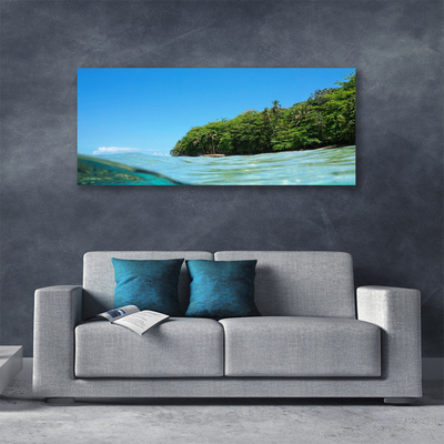 Canvas Wall art Sea trees landscape blue green