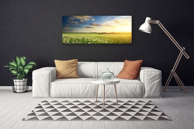 Canvas Wall art Meadow flowers landscape green white