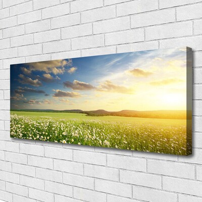 Canvas Wall art Meadow flowers landscape green white