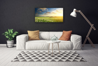 Canvas Wall art Meadow flowers landscape green white