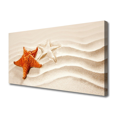 Canvas Wall art Starfish sand art orange white brown