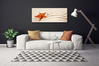 Canvas Wall art Starfish sand art orange white brown