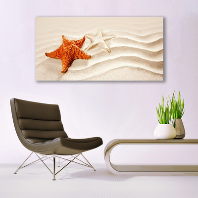 Canvas Wall art Starfish sand art orange white brown