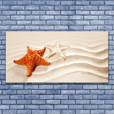 Canvas Wall art Starfish sand art orange white brown