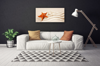 Canvas Wall art Starfish sand art orange white brown