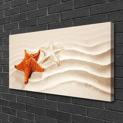 Canvas Wall art Starfish sand art orange white brown