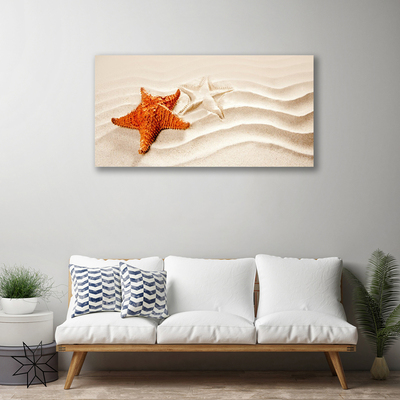 Canvas Wall art Starfish sand art orange white brown