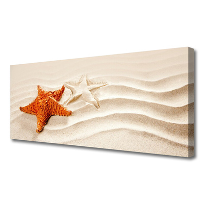 Canvas Wall art Starfish sand art orange white brown