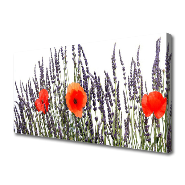 Canvas Wall art Flowers floral purple red green