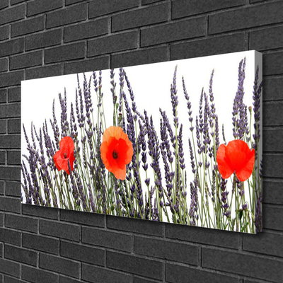 Canvas Wall art Flowers floral purple red green
