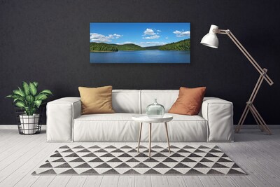 Canvas Wall art Lake forest landscape green blue