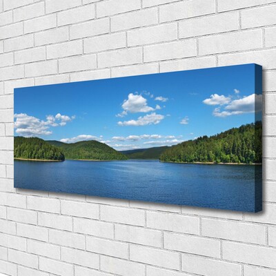 Canvas Wall art Lake forest landscape green blue