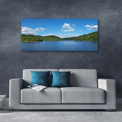 Canvas Wall art Lake forest landscape green blue