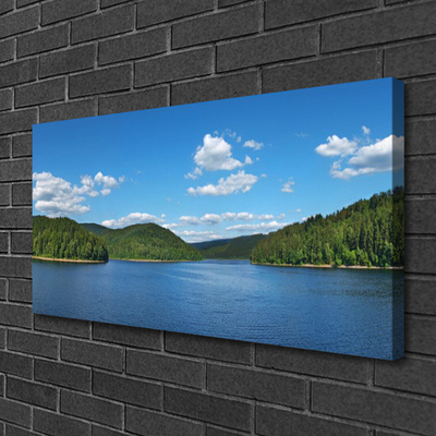 Canvas Wall art Lake forest landscape green blue