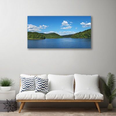 Canvas Wall art Lake forest landscape green blue