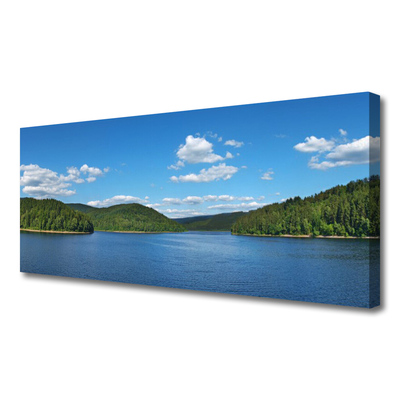 Canvas Wall art Lake forest landscape green blue