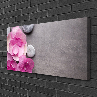 Canvas Wall art Flower stones floral pink grey