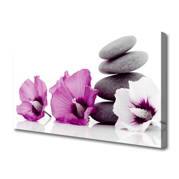 Canvas Wall art Flower stones floral pink white grey