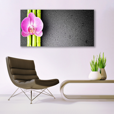 Canvas Wall art Bamboo tube flower floral green pink