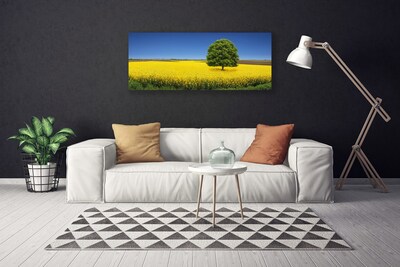 Canvas Wall art Meadow tree nature yellow brown green