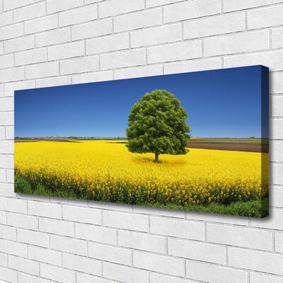 Canvas Wall art Meadow tree nature yellow brown green