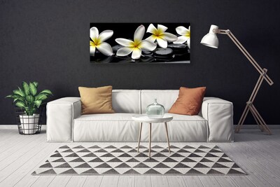 Canvas Wall art Flower stones floral green white black