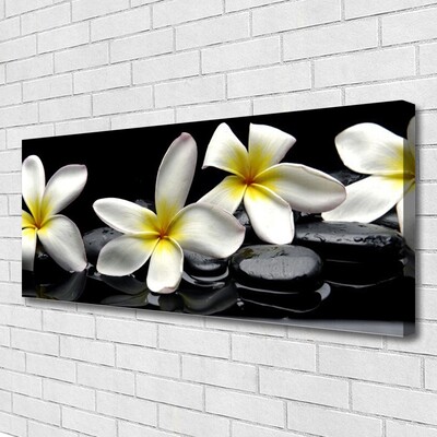 Canvas Wall art Flower stones floral green white black